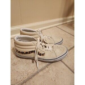 Vans Off the Wall SK8-Hi Top Sneakers Cream & Leopard-Print Men's 9.5 Women's 11